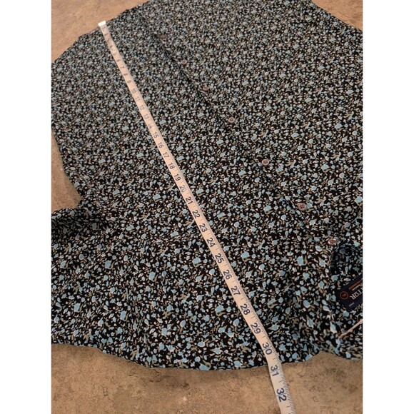 Visitor Premium 4-Way Stretch Floral Shirt Men’s XL Blue Black Button Front - Picture 2 of 9